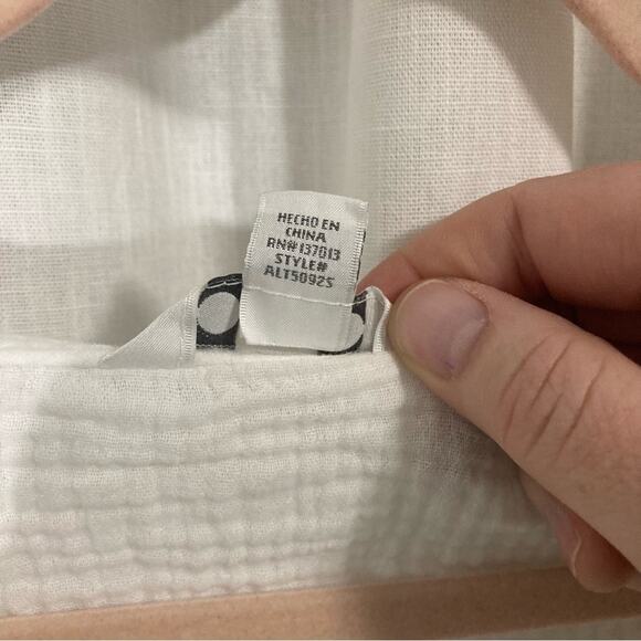 three dots crispy white beachy boho muslin gauzy 100% cotton tunic top size XXL - Picture 4 of 6